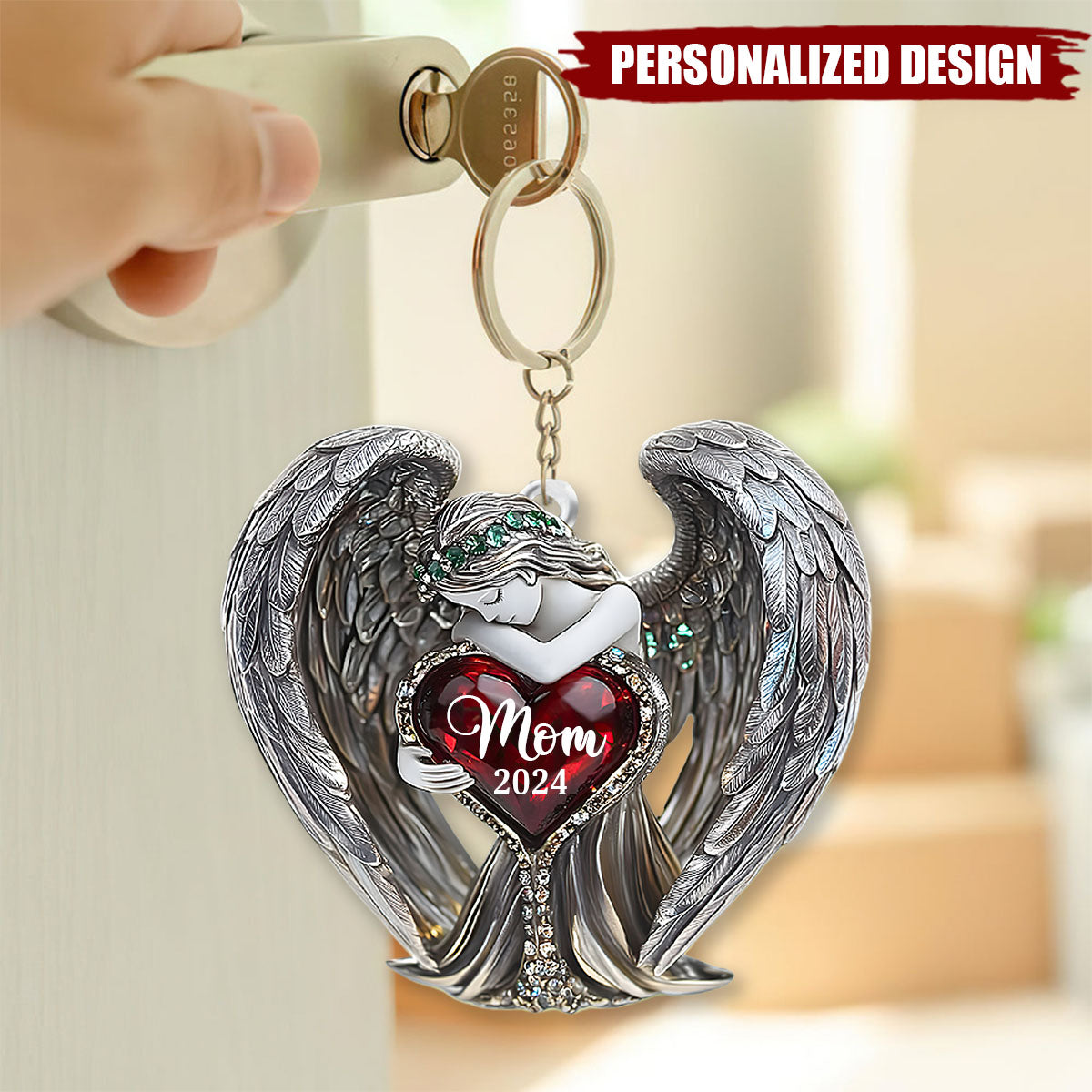 Angel Wings-Personalized Memorial Keychain-Gift For Friend Or Family