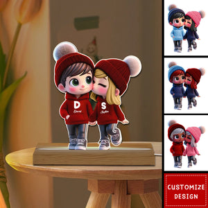 Cute Cartoon Couple Walking Personalized Custom Shaped LED Night Light-Gift for Him, Gift for Her