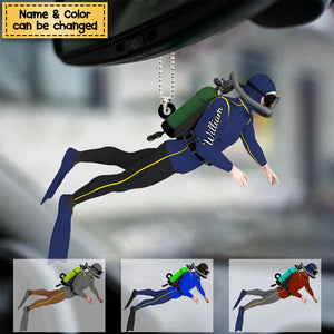 Personalized Diver Acrylic Car Hanging Ornament, Great Gift For Diving Lovers