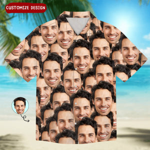 Custom Photo Funny Family Pet Face Pattern - Gift For Men, Dog And Cat Lovers, Family - Personalized Hawaiian Shirt