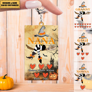 Personalized Grandma Life Witch With Grandkids Halloween Acrylic Keychain