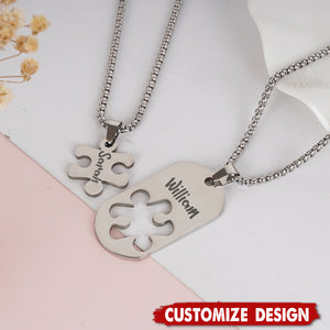 Personalized Puzzle Matching Necklace - Jewelry Gift for Couples