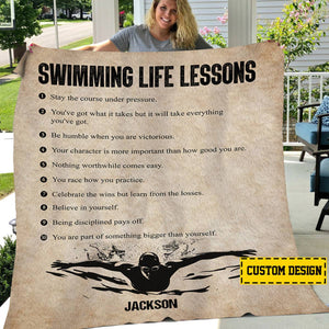 Personalized Swimming Boy Life Lessons Blanket,Gift For Swimming Lovers