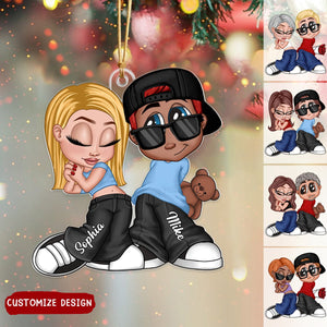 2024 New Release - Y2K Couple Personalized Acrylic Christmas Ornament, Gift For Couples