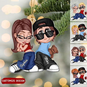 2024 New Release - Y2K Couple Personalized Acrylic Christmas Ornament, Gift For Couples