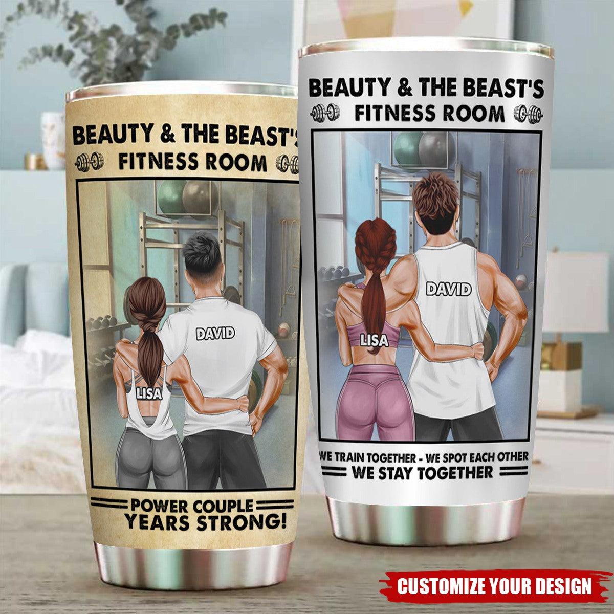 Gym Couple Beauty And The Beast's Training Center - Personalized Couple Tumbler