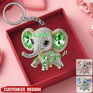 Personalized Elephant Keychain - Gift For Elephant Lovers