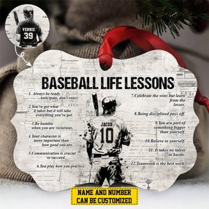 Personalized Baseball Life Lessons Wooden Ornament - Gift For Baseball Lovers