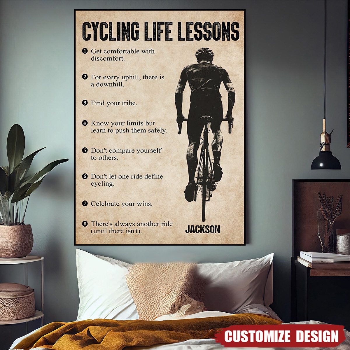 Personalized Cycling Life Lessons Poster- Gift For Cycling Lovers