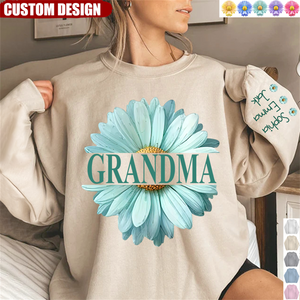 New Release-Personalized Grandma Flower Daisy Color And Grandkids Sweatshirt