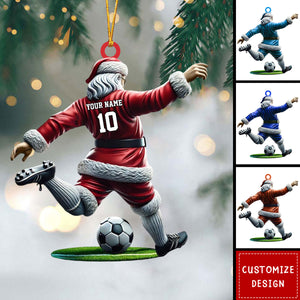 Personalized Soccer Kick Santa Christmas Ornament-2024 New Release