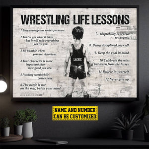 Personalized Wrestling Boy Life Lessons Poster - Gift For Young Wrestling Fans