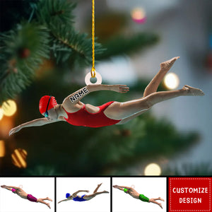 Personalized Swimming Christmas Ornament Gift For Swimmer - 2024 New Release