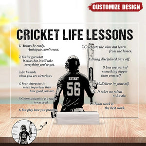 Personalized Cricket Life Lessons Plaque - Gift For Cricket Lover