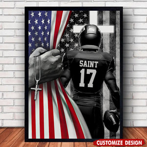 Personalized American Football Boy Poster - Gift For American Football Lovers