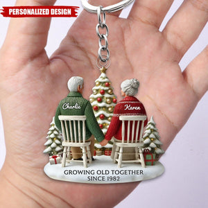 Growing Old Together-Personalized Keychain-Gift For Couple