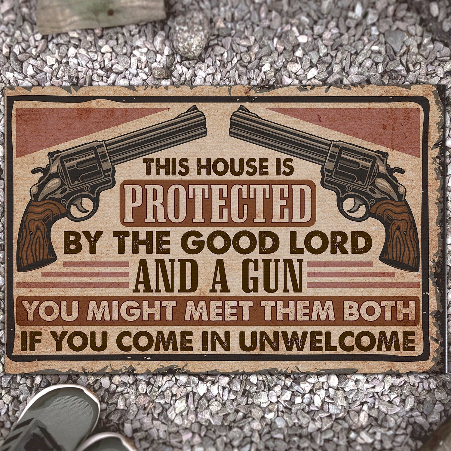 This House Is Protected by the Good Lord and a Gun Doormat