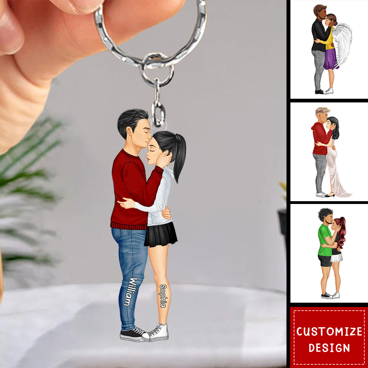 New-Personalized Hugging Couple Keychain - Gift For Couple