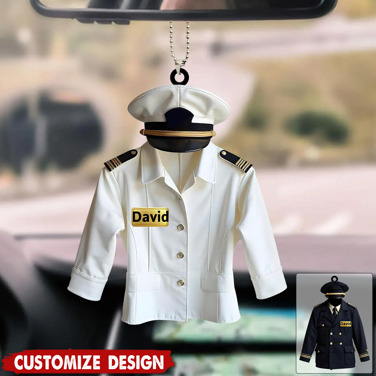 Personalized Pilot Uniform Car Ornament - Gift For Pilot