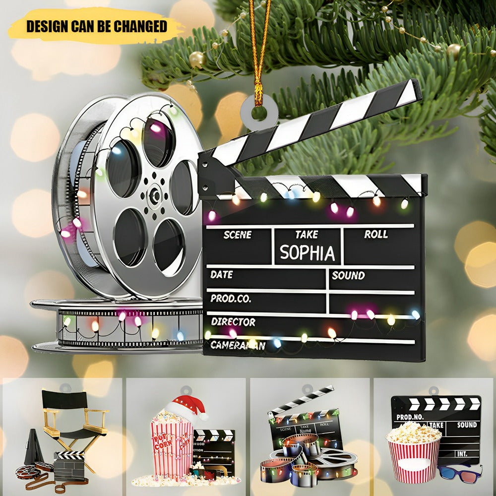 Personalized Film Clapboard Christmas Ornament, Movie Ornament, Christmas Gift For Watching Movie Lover, Xmas Tree Decor