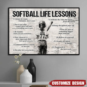 Personalized Softball Girl Poster - Gift For Young Softball Fans