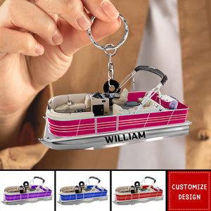 Personalized Pontoon Boat Acrylic Keychain - 2024 New Release