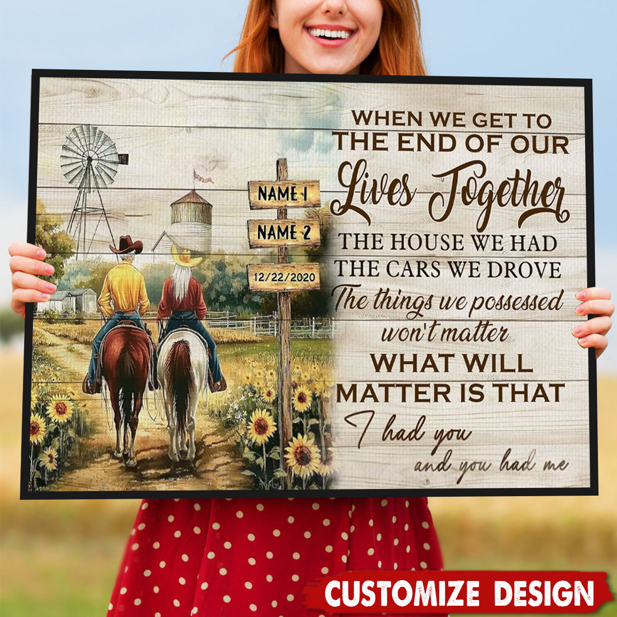 When We Get To The End Of Our Lives Together-Personalized Vintage Couple Cowboy & Cowgir Poster-Gift For Rodeo-Loving Couple