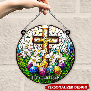 He Is Risen-Personalized Window Hanging Suncatcher Ornament