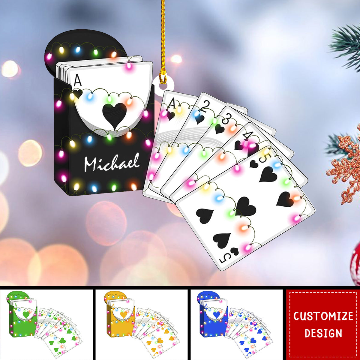 Personalized Poker Christmas Ornament Gift For Card Players-2024 New Release