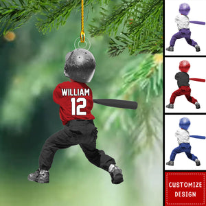 Personalized BaseBall Acrylic Christmas Ornament -  BaseBall Ornament Gift For Kid