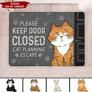 Cats Planning Escape Funny Personalized Doormat - Cat Personalized Custom Home Decor Decorative Mat - House Warming Gift