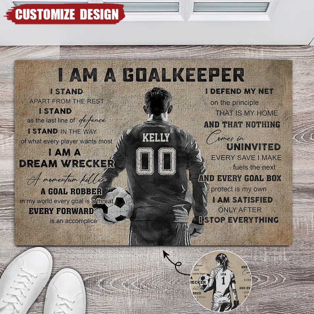 Personalized Goalkeeper Doormat - Gift For Soccer Lovers