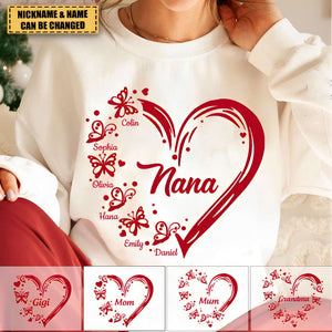 Sweet Valentine Nana Mom Heart Butterfly-Personalized Sweatshirt