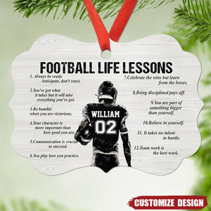 Personalized American Football Life Lessons Wooden Ornament - Gift For American Football Lovers