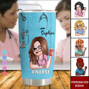 Pretty Doll Nurse Scrub Healthcare Worker-Personalized Tumbler