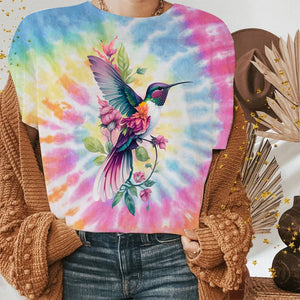 Hummingbird Tie Dye Shirt, Gift For Bird Lovers