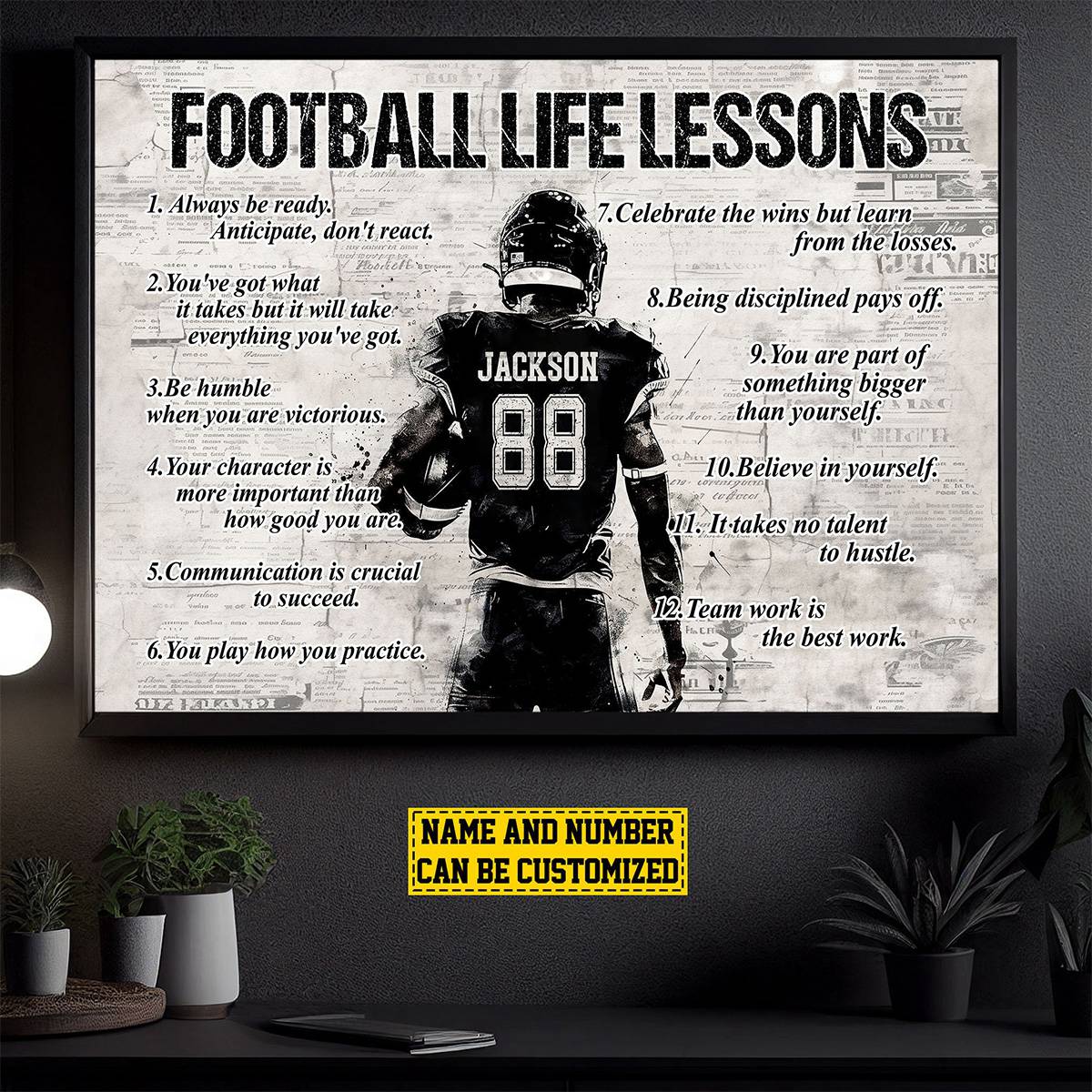 Personalized American Football Life Lessons Poster-Gift For American Football Lovers