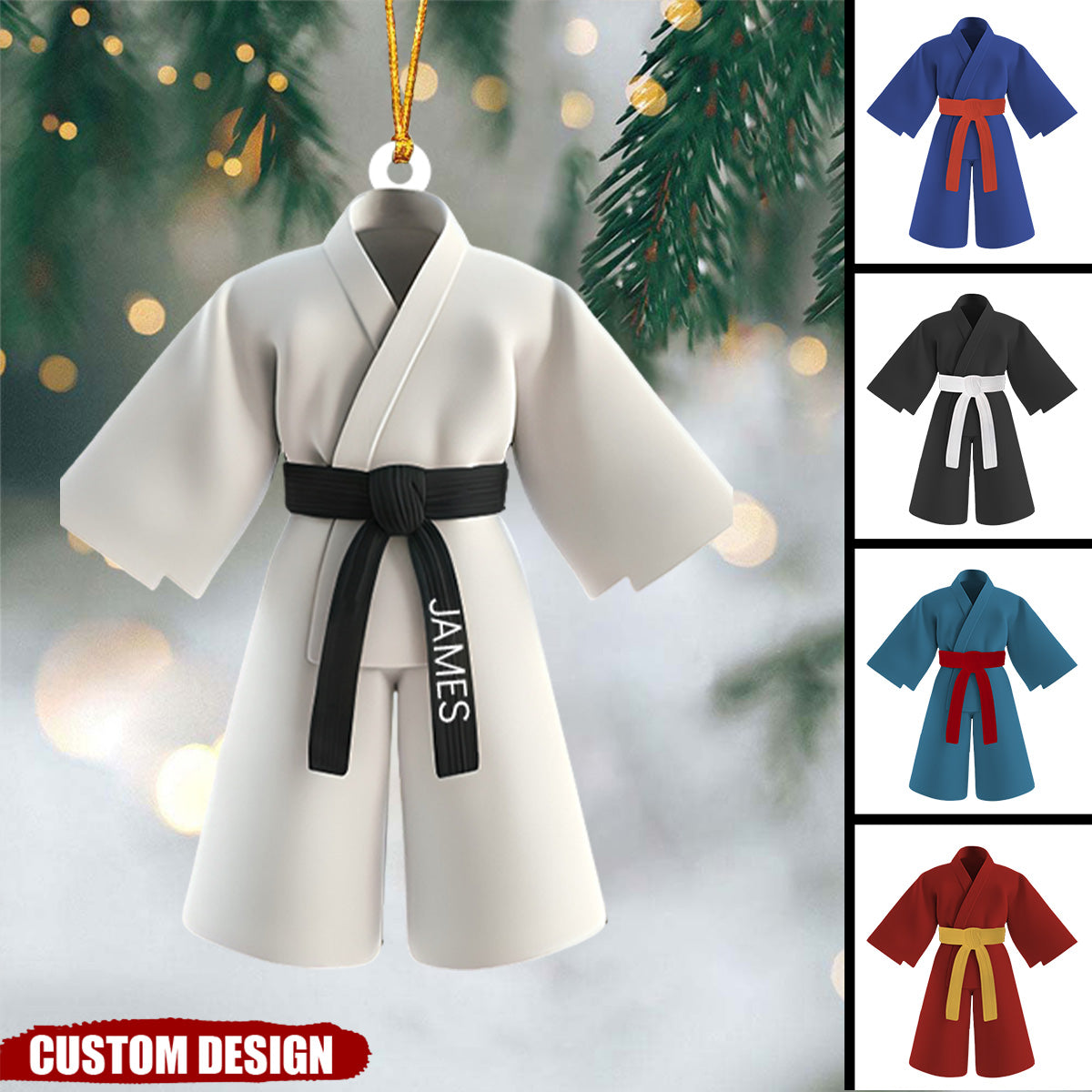 Black Belt Ornament - Personalized Gift For Karate,Jiu-Jitsu Lovers