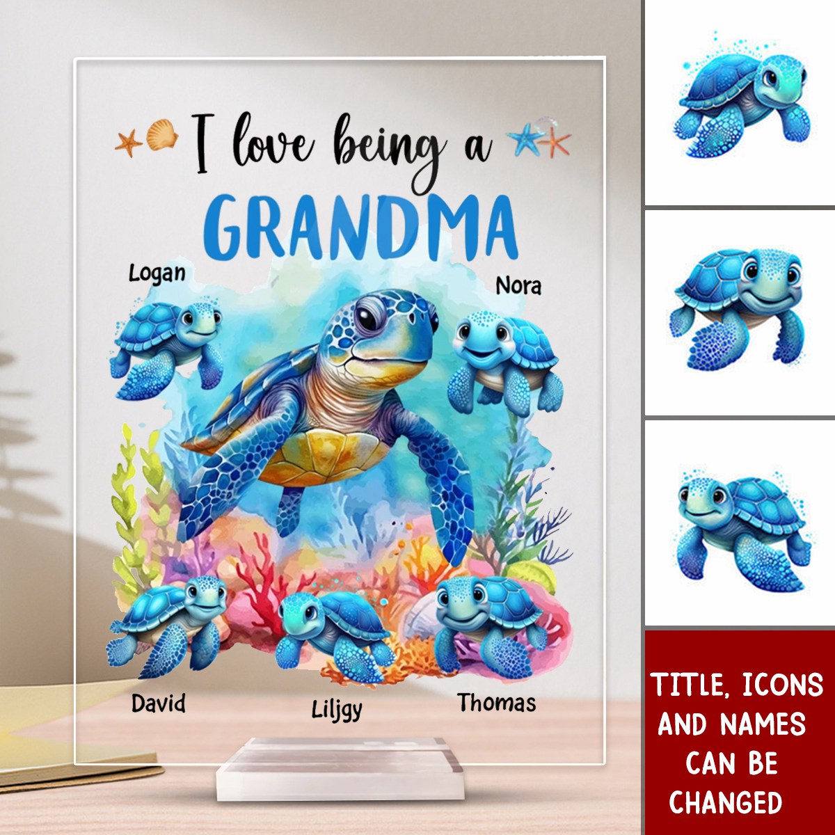 I Love Being A Grandma Turtle - Personalized Acrylic Plaque - Mother's Day Gift For Grandma/Mom