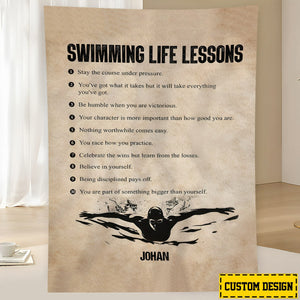 Personalized Swimming Boy Life Lessons Blanket,Gift For Swimming Lovers