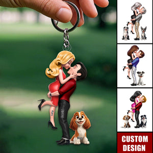 Personalized Couple Acrylic Keychain - Anniversary Gift For Wife,Husband,Dog Lovers