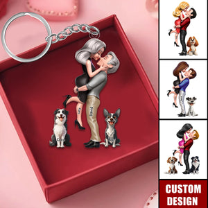 Personalized Couple Acrylic Keychain - Anniversary Gift For Wife,Husband,Dog Lovers