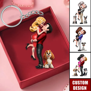 Personalized Couple Acrylic Keychain - Anniversary Gift For Wife,Husband,Dog Lovers