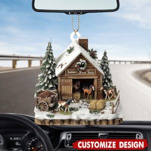 Personalized Horse Barn Car Ornament - Gifts For Horse Lover