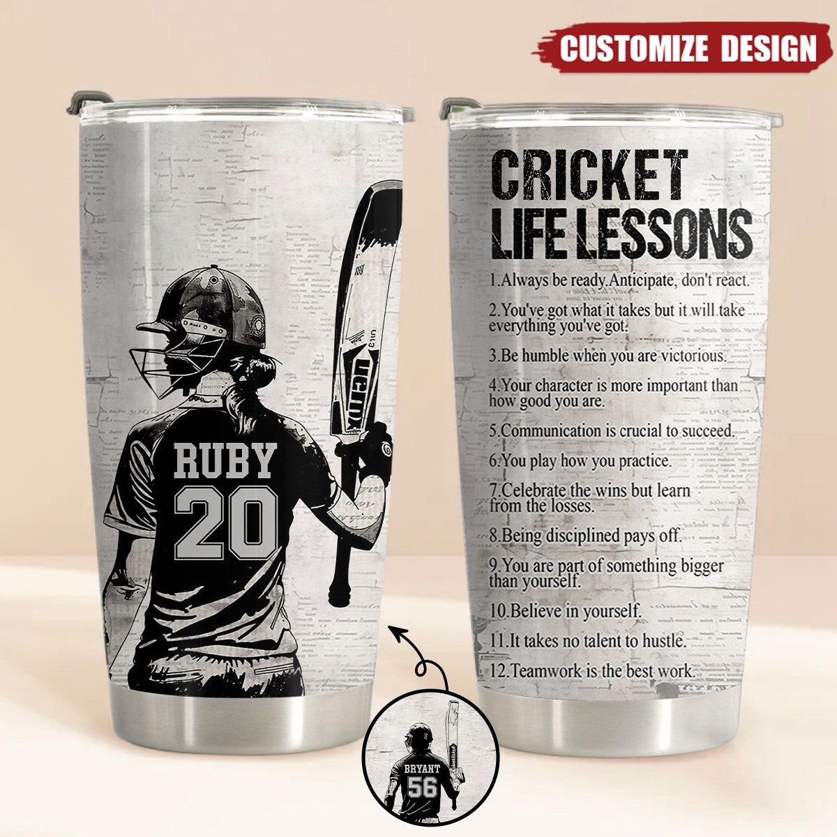 Personalized Cricket Life Lessons Tumbler - Gift For Cricket Lovers