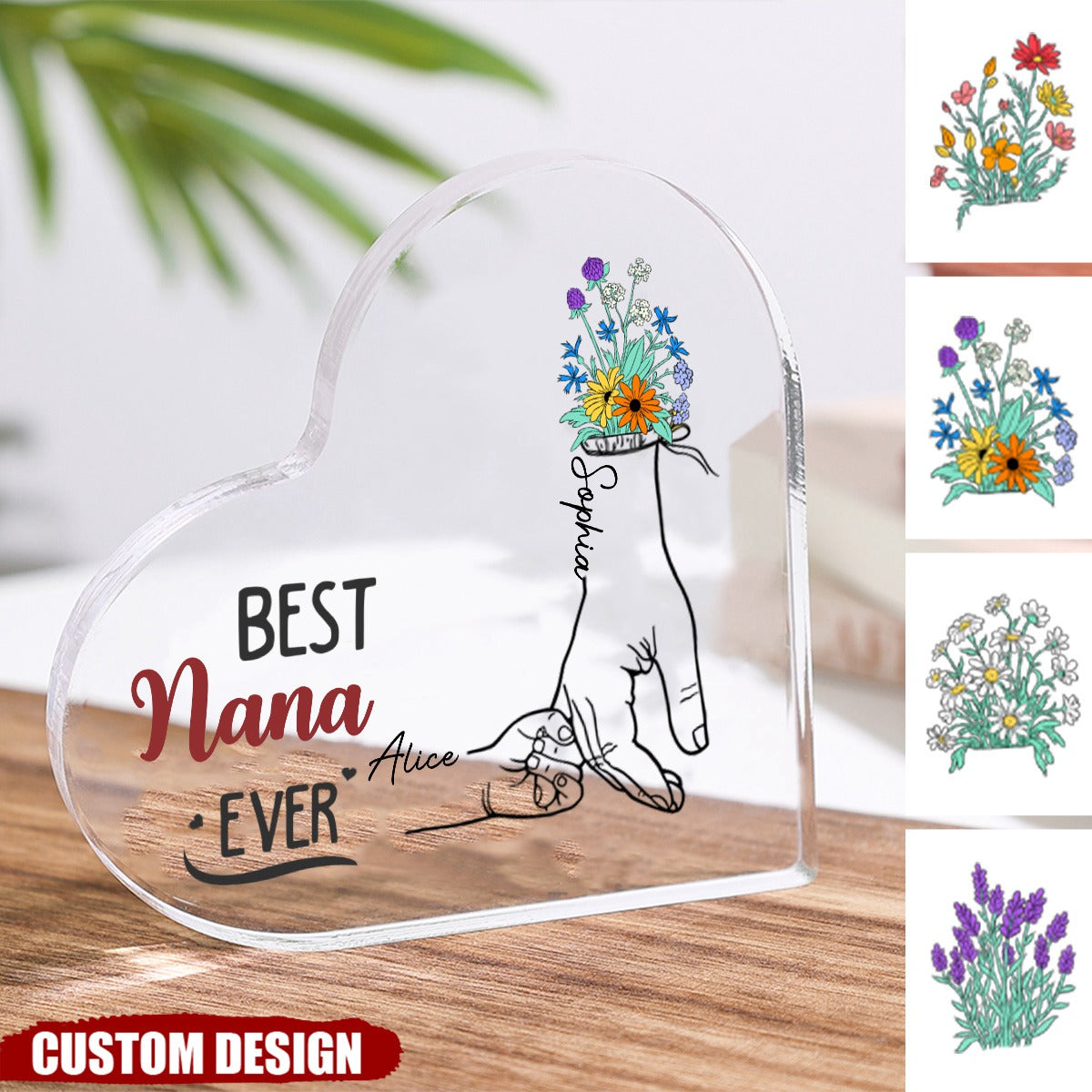 Best Nana/Mom Ever - Personalized Heart-shaped Acrylic Plaque