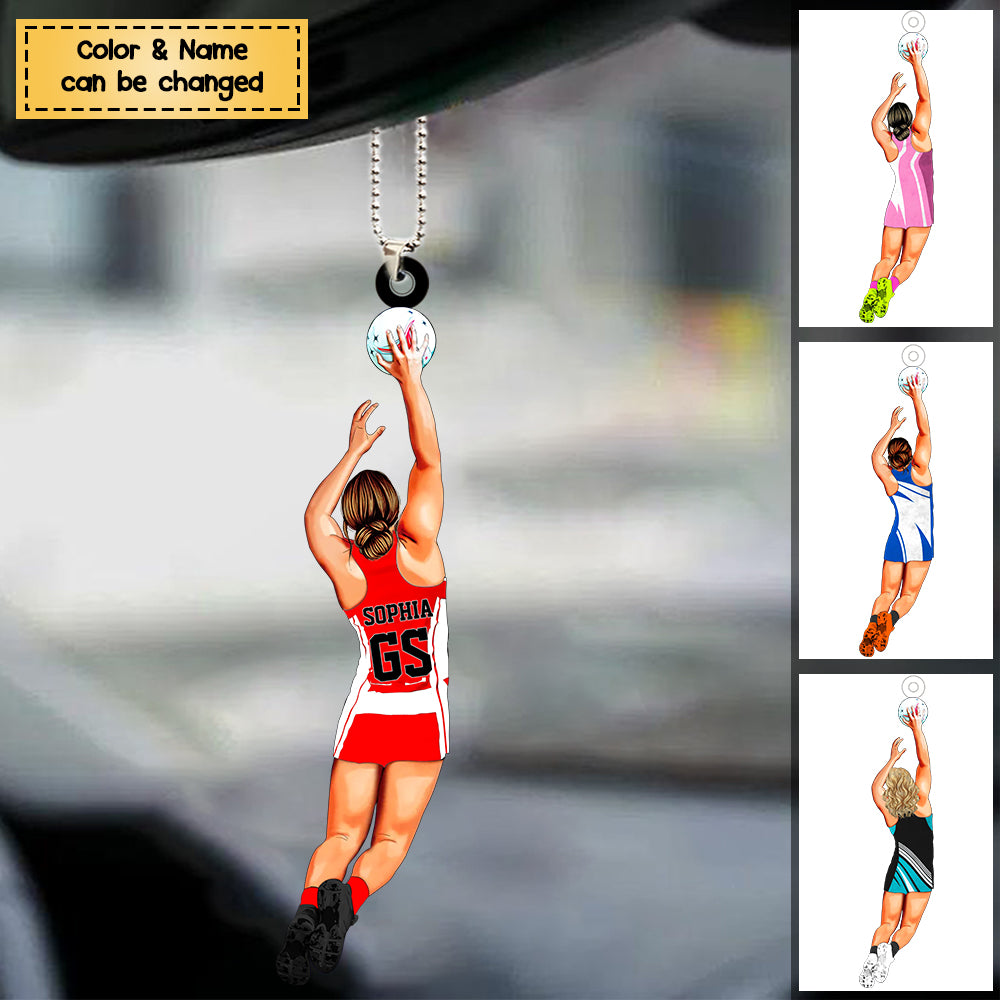 Personalized Netball Player Acrylic Christmas/ Car Hanging Ornament