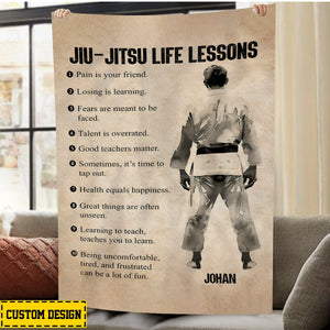 Personalized Jiu Jitsu Life Lessons Blanket, Gift For Jiu Jitsu Lovers