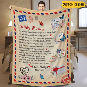 To My Mom - Personalized Post Card Blanket