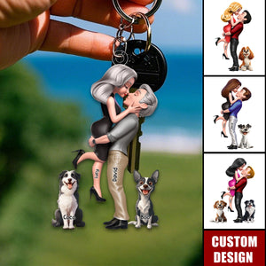 Personalized Couple Acrylic Keychain - Anniversary Gift For Wife,Husband,Dog Lovers